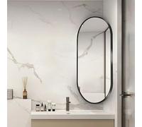 Miroir De Salle De Bain Ovale Rotatif, Miroir De Maquillage Miroir Montage Murale Cadre Alliage Aluminium Doré, Miroir Cosmétique Miroirs Toilette Horizontal Ou Vertical(Black,W30xL50cm)