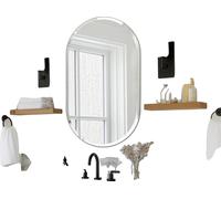 Miroir de salle de bain ovale sans cadre, verre durable, style minimaliste ,40x20 pouces