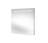 -Miroir de salle de bain rectangulaire avec lampe frontale LED intégrée. Projette la lumière sur le visage, fournissant un