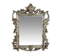 Miroir de Salle de Bain Rectangulaire, Miroir Décoratif Vintage Français, Miroir de Maquillage Baroque 83x67cm pour Chambre de Filles (Color : Antique Silver)