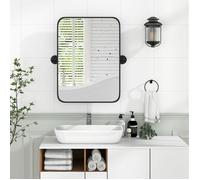 Miroir de Salle de Bain - RELAX4LIFE - Miroir Mural Pivotant - Film Incassable - Supports Muraux - Vis d'Expansion - 66,5X76,5CM