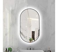 Miroir de Salle de Bain rétro-éclairé à LED Ovale à intensité Variable 3 températures de Couleur Miroir Intelligent lumière LED Miroir de Maquillage Mural avec Cadre en Alliage d'aluminium (