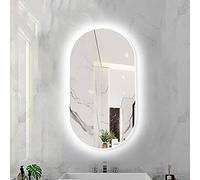 Miroir de Salle de Bain rétro-éclairé à LED Ovale à intensité Variable 3 températures de Couleur Miroir Intelligent lumière LED Miroir de Maquillage Mural avec Cadre en Alliage d'aluminium (