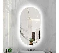 Miroir de Salle de Bain rétro-éclairé à LED Ovale à intensité Variable 3 températures de Couleur Miroir Intelligent lumière LED Miroir de Maquillage Mural avec Cadre en Alliage d'aluminium (