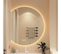 Miroir de salle de bain rétroéclairé à DEL à intensité variable de 71,1 cm, anti-buée, miroir décoratif demi-lune 3 couleurs, forme demi-cercle de 91,4 cm (coupe à gauche, 100 cm)