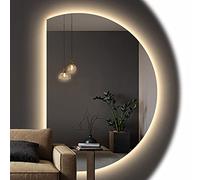 Miroir de salle de bain rétroéclairé à DEL anti-buée avec 3 lumières de couleur, design demi-cercle 63,5 x 88,9 cm - Accessoire de maison moderne