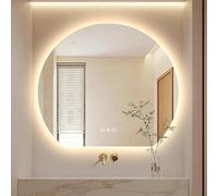 Miroir de salle de bain rétroéclairé à DEL anti-buée de 71,1 cm à intensité variable, demi-lune mural, 3 couleurs, design demi-cercle de 91,4 cm, élégant et fonctionnel, parfait pour tout décor de