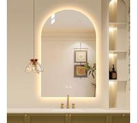 Miroir de salle de bain rétroéclairé à DEL de 122 cm - Miroir mural arqué à intensité variable avec interrupteur tactile, anti-buée, sans cadre, décoration d'intérieur, 3 couleurs (91,4 x 61 cm)