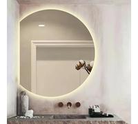 Miroir de salle de bain rétroéclairé à DEL intelligent, 81,3 x 91,4 cm, à intensité variable, 3 couleurs, antibuée, interrupteur tactile, incassable, design demi-cercle, parfait pour s'habiller et se