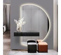 Miroir de salle de bain rétroéclairé à intensité variable, anti-buée, 88,9 cm, miroir mural rond sans cadre avec bouton tactile, miroir de courtoisie multifonction à DEL pour décoration moderne