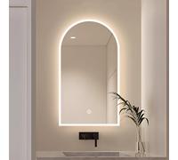 Miroir de salle de bain rétroéclairé à LED avec 3 réglages de couleur, anti-buée, design sans cadre, interrupteur tactile, forme d'arche disponible en 36/40/48 pouces pour salles de bains modernes (50