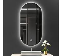 Miroir De Salle De Bain Rétroéclairé avec Lumières 3 Couleurs À Intensité Variable Et Antibuée - Miroir Mural Ovale IP54 Étanche - CRI> 90(Backlit,60x90cm)