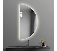 Miroir de salle de bain rétroéclairé demi-lune à LED avec interrupteur tactile anti-buée et anti-reflet à gauche 130 x 65 cm - Parfait pour les intérieurs élégants