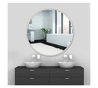 Miroir de salle de bain rond, 50 x 50 cm, miroir mural en aluminium, petit miroir de courtoisie blanc, verre de toilette élégant, parfait pour lavabo et décoration d'intérieur