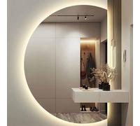 Miroir de salle de bain rond à DEL de 130 cm avec intensité variable 3 couleurs d'éclairage antibuée miroir de maquillage ssMirror pour entrée et couloir