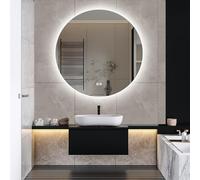 Miroir de salle de bain rond à LED de 80 cm avec contrôle tactile, 3 modes de lumière de couleur (chaud, froid, neutre), miroir mural rond anti-buée pour salles de bains modernes