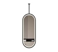 Miroir de salle de bain rond à suspendre avec éclairage LED, bouton tactile, miroir de plafond pour chambre à coucher et salon, 40 x 80 cm, design en métal noir, élégant luminaire décoratif