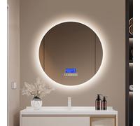 Miroir de salle de bain rond avec éclairage d'un diamètre de 100cm, miroir de salle de bain LED avec capteur tactile/variation/changement de couleur miroir de salle de bain avec LED avec haut-parleur