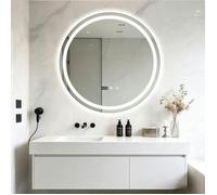 Miroir de Salle de Bain Rond - Éclairage LED Portable - Antibuée - Économies d'énergie - 60x60x3cm