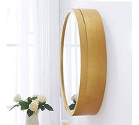 Miroir de salle de bain rond élégant jaune avec étagère 60 x 60 x 13 cm à fixation murale pour produits de toilette et dressing, solution parfaite pour la décoration de la maison.