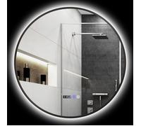 Miroir de salle de bain rond - HOMCOM - miroir rétro-éclairé - anti-buée - LED - noir