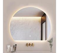 Miroir de salle de bain rond intelligent à LED avec éclairage - Miroir de maquillage mural - Design luxueux - Lumière tricolore - 60 cm