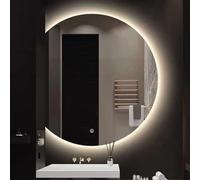 Miroir de salle de bain rond irrégulier à DEL - Contrôle tactile, anti-buée, 3 réglages de couleur, intensité variable, miroir de maquillage mural (80 x 70 cm) pour décoration d'intérieur
