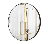 Miroir de salle de bain rond moderne de 40 cm avec cadre en alliage d'aluminium, miroir mural élégant pour entrée, salle de bain, maquillage, finition noire, décoration d'intérieur élégante