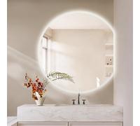 Miroir de salle de bain rond rétroéclairé à DEL de 101,6 cm, à intensité variable, bouton tactile, anti-buée, design en demi-cercle pour décoration de la maison. Disponible en tailles de 81,3 cm/91,4
