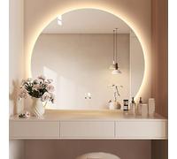 Miroir de salle de bain rond rétroéclairé à DEL de 101,6 cm, anti-buée, contrôle tactile, design demi-cercle pour décoration d'intérieur, disponible en tailles de 81,3 cm/91,4 cm, indispensable pour