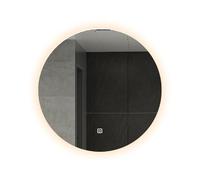Miroir de salle de bain rond rétroéclairé à LED avec capteur tactile, intensité variable, lumière chaude, miroir de maquillage HD, 40 cm, pour décoration d'intérieur élégante