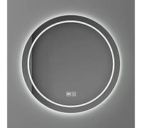 Miroir de salle de bain rond sans cadre LED 80 cm, montage mural, intensité variable, anti-buée, miroir de maquillage incassable pour une expérience de toilettage ultime
