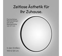 Miroir de salle de bain rond TALOS noir oros Ø 100 cm - miroir mural rond en noir mat - miroir de salle de bain rond avec cadre en aluminium de haute qualité - lumière LED indirecte