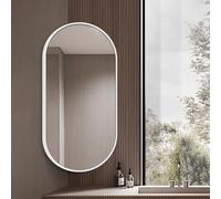 Miroir De Salle De Bain Rotatif À 360 ° Miroir Mural D'angle Pivotant 30x50 30x60 35x60 40x70 50x80cm Miroir Mural Ovale Avec Cadre En Métal Miroir De Maquillage Télescopique(Silver,W50xH80cm)