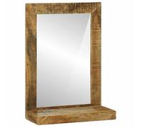 Miroir de salle de bain rustique - vidaXL - Bois de manguier brut - 50x22x70 cm - Marron - Rectangulaire - Montage mural