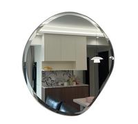 Miroir de salle de bain sans cadre pour lavabo Miroir mural biseauté poli irrégulier Transparent et net (72 x 70 cm)