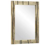 Miroir de salle de bain moderne - vidaXL - 70x50x2,5 cm - Marron - Verre et bois de mangue - Montage mural