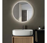Miroir de salle de bains avec éclairage rond TALOS LED CESA Shine en noir mat Ø60 cm - lumière ambiante rétroéclairée en blanc neutre sur tout le pourtour - adapté aux pièces humides grâce au cadre en
