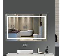 Miroir de Salle de Bains, Miroir de Maquillage de bâti de Mur de LED 5050 avec Le Bouton de Contact Nouveau Peut être placé horizontalement/verticalement (HL55983/100×60cm)