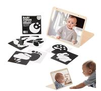 Miroir de sécurité, carte pour les | Activité sensorielle double face avec cartes et aide à l'apprentissage de la petite enfance : miroir, main de bébé, perception visuelle,