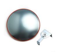 Miroir de sécurité convexe grand angle rouge de 30 cm pour contrôle de la circulation routière, sécurité, stationnement, retrait des angles morts, garage, entrée, surveillance des coins de rue