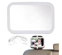 Miroir de siège auto pour la sécurité de bébé inversée Verre de LED avec vue intérieure pour , miroir intérieur grand angle pour siège arrière de voiture Voyage et trajets