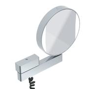 Miroir de soins de beauté et de rasage à LED emco, réfléchissant des deux côtés, grossissement 3 et 7 fois, rond, éclairage à LED, bras articulé, câble spiralé et fiche., 109506018