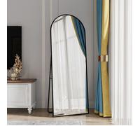 Miroir de Sol Cintré de 162 X 53, Miroir sur Pied, Miroir Complet Arqué, Vertical et Mural, noir