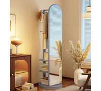 Miroir de sol pleine longueur avec rotation à 360° Design élégant sur pied multifonction avec cintre Gris élégant Parfait pour chambre à coucher et salon 50 cm de largeur