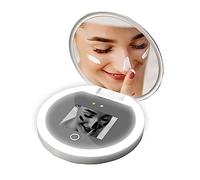 Miroir de Test de Crème Solaire avec Caméra UV, Grossissement 2X Miroir UV de Maquillage de Voyage Compact avec Lumière, Vérification de la Crème Solaire pour Le Visage, Contrôle