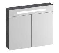 Miroir de toilette BRAUER Promise - 80x70x15cm - avec éclairage 2 portes miroir Gris Bois SK-PR80TG