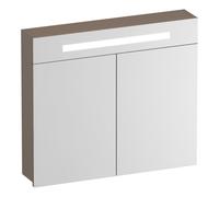 Miroir de toilette BRAUER Promise - 80x70x15cm - avec éclairage 2 portes miroir mat moka SK-PR80MM