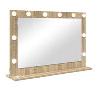 vidaXL Miroir de vanité Chêne Sonoma – 80x55x18 cm, verre et bois composite, LED blanc chaud