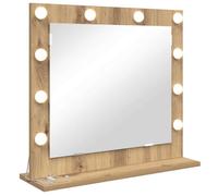 Miroir de vanité LED - vidaXL - 60x55x18 cm - Chêne artisanal - Verre et bois composite - Éclairage LED blanc chaud